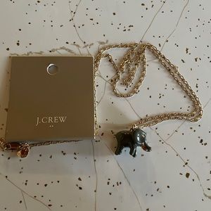 NWT J. Crew Enameled Elephant Gold Necklace